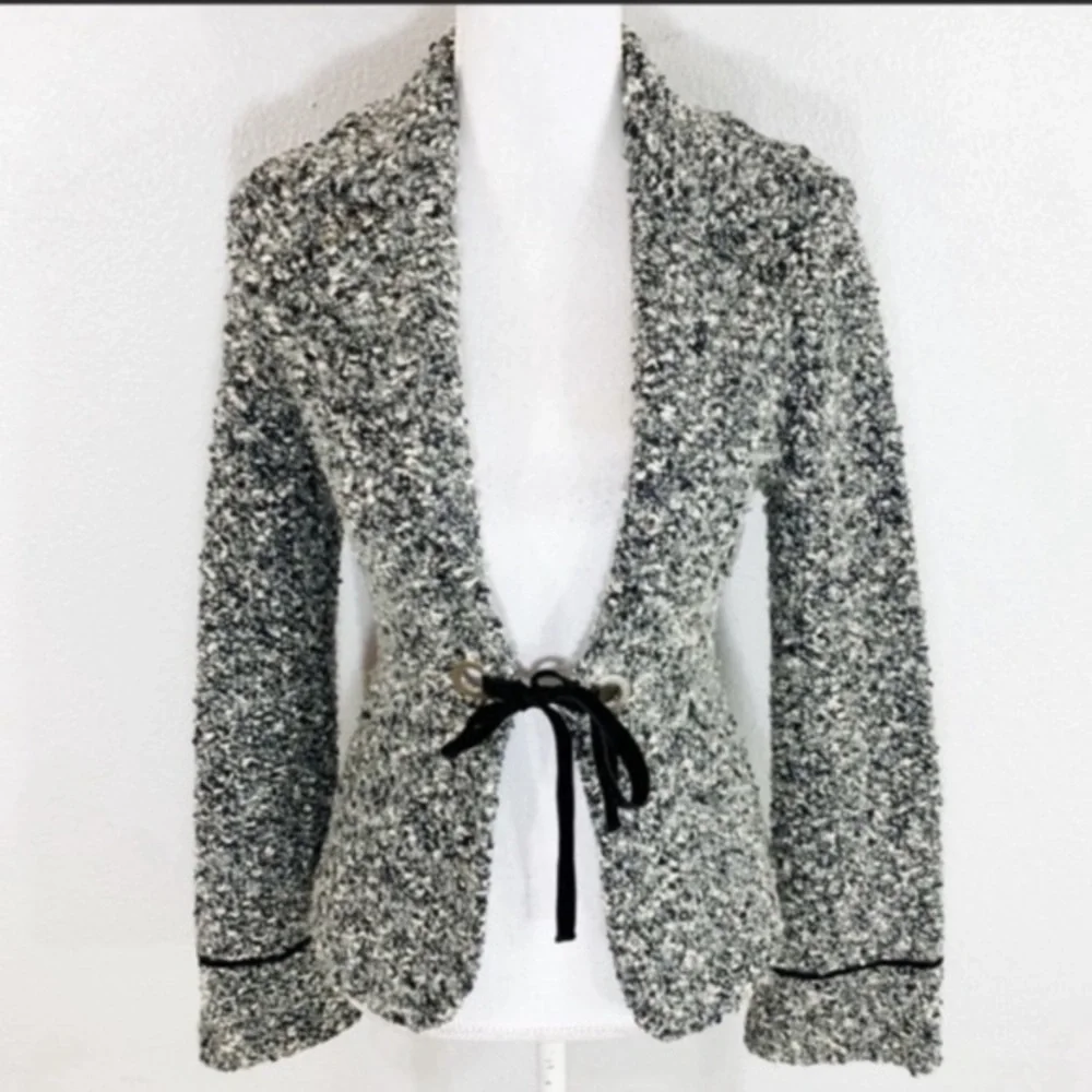 Classiques Entier black gray white wool tie jacket